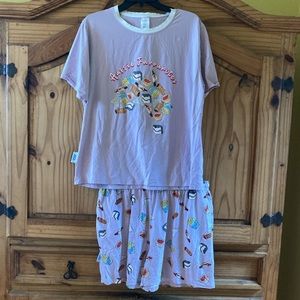 Women’s OO Aussie Favourites purple shirt and shorts pajama set size M/L